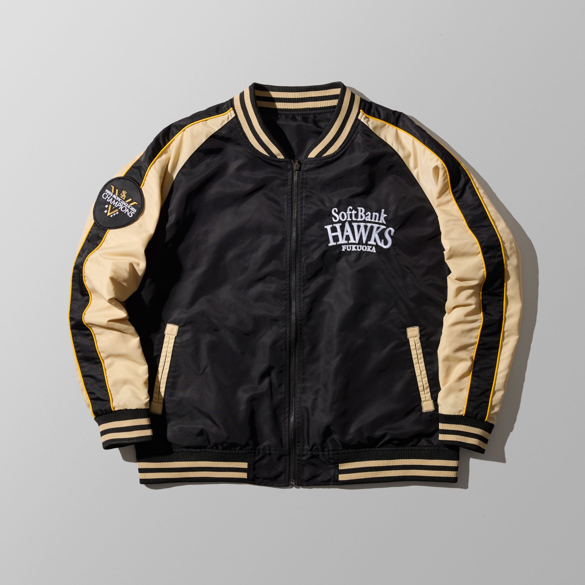 美品 Majestic社製 美品 ソフトバンク ホークス スタジャン ジャンパー 
